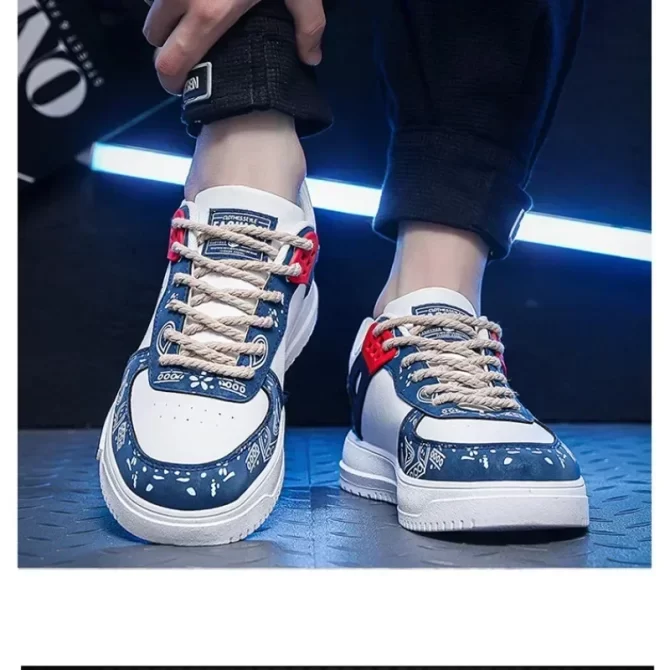 New Men's Shoes Spring and Summer 2023 New Wave Flower Shoes Men's Tide Shoes Men's Leather Sports Casual Breathable Board Shoes - Image 6