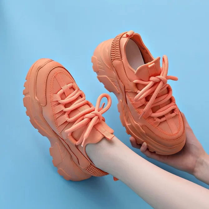 Women's Female Ladies Students Genuine Leather Lycab White Shoes Woman Sneakers Women Platform Lace Up Increased Platform Shoes - Image 3