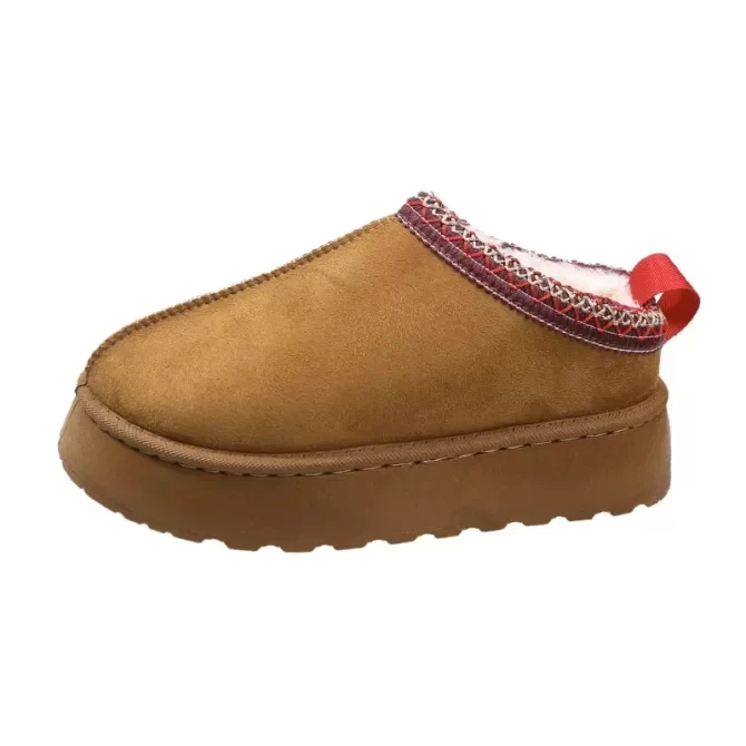 Snow Boots for Women 2023 Winter New Cashmere Warm Thick Soles Without Heel-covered Hair Half Slipper Cotton Shoes for Women - Image 6